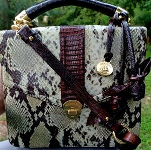 BRAHMIN NEW RARE!! ♡♡LADY OLIVIA ROSE♡♡ NATURAL ANACONDA SHOULDER/CROSSBODY BAG